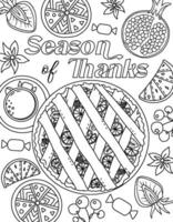 Autumn vibes. Fall season aesthetics. Tea, Pumpkin spice, rainy city. Hand drawing coloring page for kids and adults. Beautiful drawing with patterns and small details. Coloring book pictures. Vector