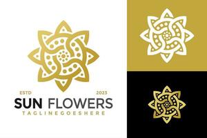 Sun Flower Ornament Logo design vector symbol icon illustration