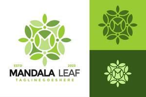 Letter M Mandala Flower Leaf Logo design vector symbol icon illustration