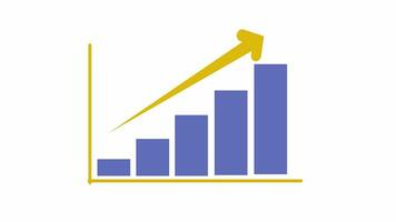 motion animated footage. Statistics bars columns growth, arrow up. 2d animation graph with alpha channel. video