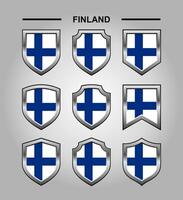 Finland National Emblems Flag with Luxury Shield vector