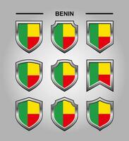 Benin National Emblems Flag with Luxury Shield vector