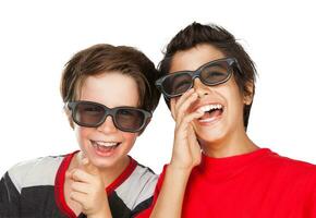 Happy boys watching movie photo