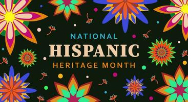 Hispanic heritage month. Abstract floral ornament background design, retro style with text vector