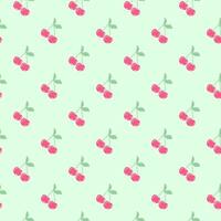 Cute cherry seamless pattern. Hand drawn cherries wallpaper. vector