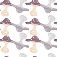 Hand drawn psychedelic mushrooms seamless pattern. Magical fly agaric wallpaper. vector