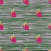 Cute strawberries seamless pattern. Doodle strawberry endless background. Hand drawn fruits wallpaper vector