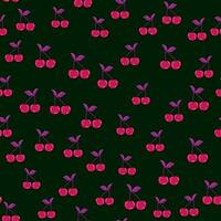 Cute cherry seamless pattern. Hand drawn cherries wallpaper. vector