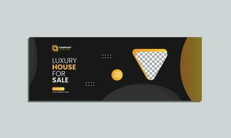 luxury house sale social media cover banner design. vector editable social media cover banner template