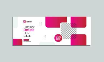 luxury house sale social media cover banner design. vector editable social media cover banner template