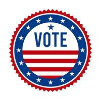 Presidential Election Vote Badge - United States of America. USA Patriotic Stars and Stripes. American Democratic and Republican Support Pin, Emblem, Stamp or Button. vector