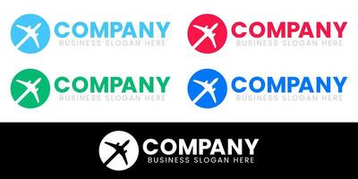 World Travel Circle Airplane Silhouette Logo Design. For Flight, Airline or Holiday Tour Agency and Fly Transportation Company. Flat Sign Vector Illustration.