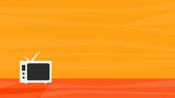 yellow and orange abstract background with old television vector