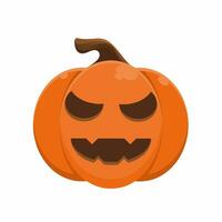 Víspera de Todos los Santos calabaza Jack o linterna plano vector ilustración en blanco antecedentes con de miedo y enojado expresión