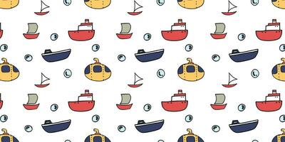 submarine and ship pattern background vector