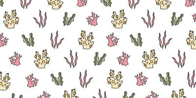 seaweed and coral reefs pattern background vector