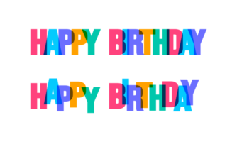 contento cumpleaños vistoso letras texto fuente tipografía vector bandera diseño modelo. vistoso mensaje y vistoso grande letras. png