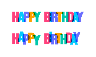 glücklich Geburtstag bunt Beschriftung Text Schriftart Typografie Vektor Banner Design Vorlage. bunt Botschaft und bunt groß Briefe. png