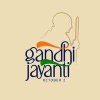 Gandhi Jayanti is an event celebrated in India to mark the birth anniversary of Mahatma Gandhi, English typography vector
