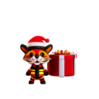 tigre chapeau Père Noël ai génératif png