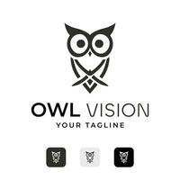 Minimalist Owl Vision vector Logo, Linear owl silhouette