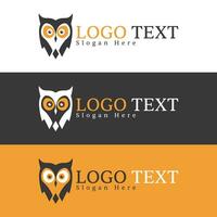 Orange color Owl  Head Mascot Logo Design, Vector owl silhouette design