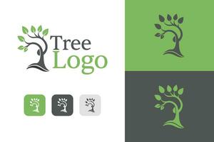 natural árbol logo diseño, vector verde hoja