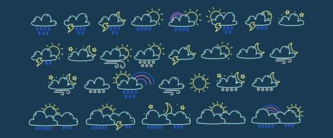 linda garabatear clima íconos vector