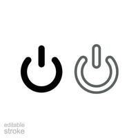 Shut down sign, power button, circle, close, computer line icon. Start electrical switch. On off symbol outline pictogram. Editable stroke Vector illustration. Design on white background EPS 10