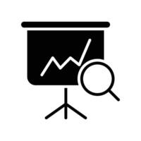 Sales index solid icon. Magnifying glass, revenue sale chart statistics analysis process of business productivity improvement flat pictogram style vector illustration design on white background EPS 10