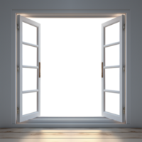 AI generative White window in modern style with transparent windows, png