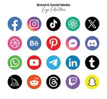 Popular social network symbols, social media logo icons collection vector