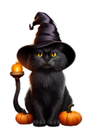 Witch Black Cat Halloween PNG image Transparent Background Ai Generative