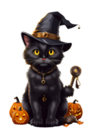 Witch Black Cat Halloween PNG image Transparent Background Ai Generative