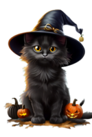 Witch Black Cat Halloween PNG image Transparent Background Ai Generative