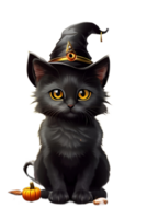 Witch Black Cat Halloween PNG image Transparent Background Ai Generative