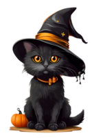 häxa svart katt halloween png bild transparent bakgrund ai generativ