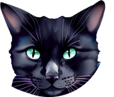 negro gato cara acuarela. ai generado png