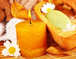 Spa candle and soap photo