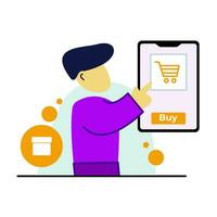 flat design illustration of online shopping characters suitable for complementary design needs vector