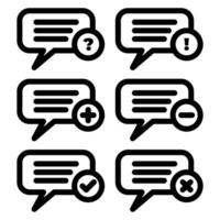 A collection of chat theme icons with plus, minus, cross, check mark, exclamation mark, question mark accents suitable for various design projects vector