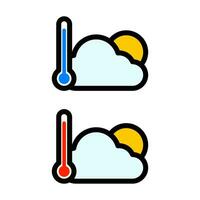 The flat design illustration of clouds and sun with temperature icons is suitable for various design project needs vector