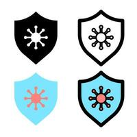 The flat design illustration of a shield with a virus icon in the middle is suitable for health illustration needs vector