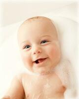 Little baby taking bath photo