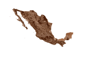 Map of Mexico in old style, brown graphics in a retro style Vintage Style. High detailed 3d illustration png