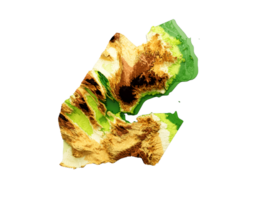 djibouti mapa sombreado alívio cor altura mapa 3d ilustração png