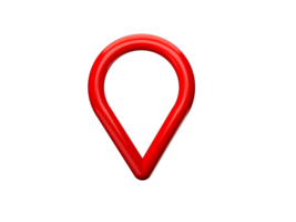 Red map pointer 3d pin in the air. Location symbol made with red round pipe 3D Illustration png