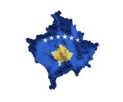 Kosovo kaart met de vlag kleuren blauw en geel schaduwrijk Verlichting kaart 3d illustratie png