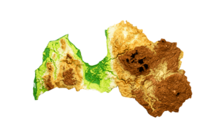 Latvia Map Shaded relief Color Height map 3d illustration png