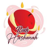 Colored rosh hashanah poster Isolated apple cut on different slices Vector illustration